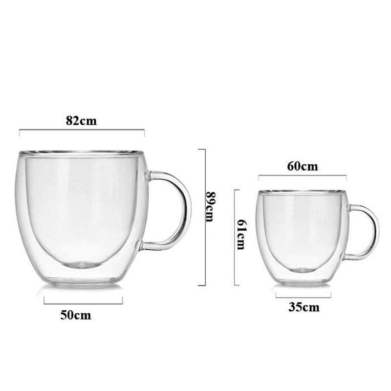 90ml 250ml Two size Double Wall Glass Cup With the Handle Coffee Mugs Kungfu Tea Cup Milk Juice Healthy Drink Mug