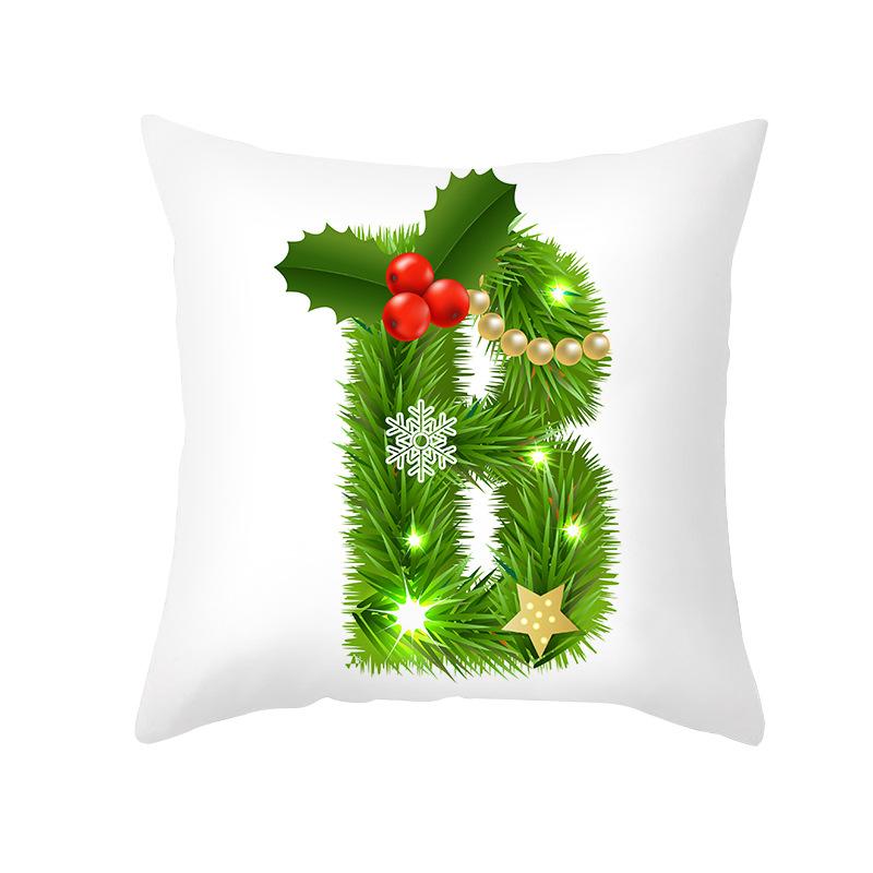 Christmas Pillow Cover Cartoon Green Letter Series Office Pillow Cover Printed Cushion Cover Cross-border