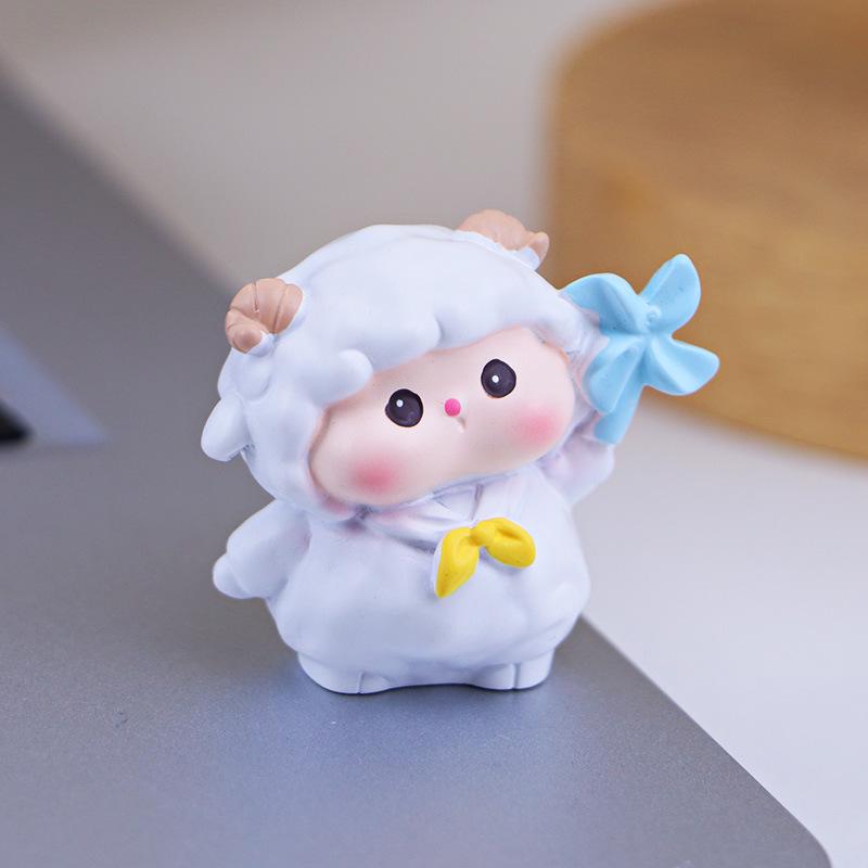 

Little Sheep Mini Ornament - Cute Decoration for Desktop, Car Console, or Workstation Standard Edition