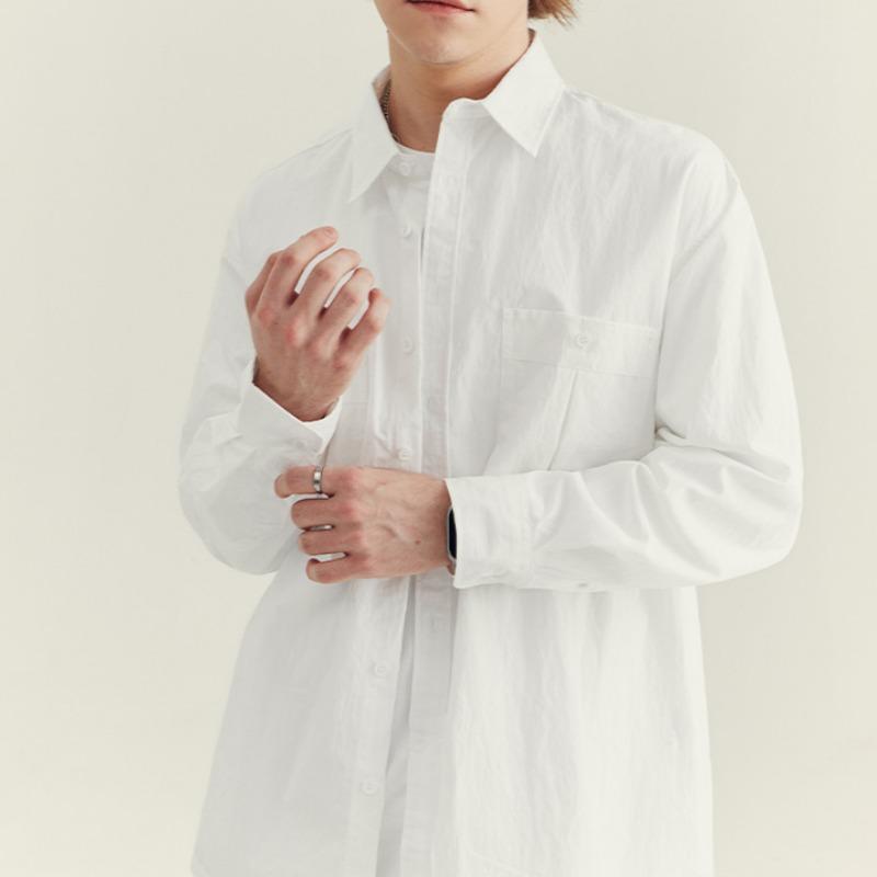 Spring and Autumn New Men's Solid Color Business Commuter Simple Long Sleeve Shirt