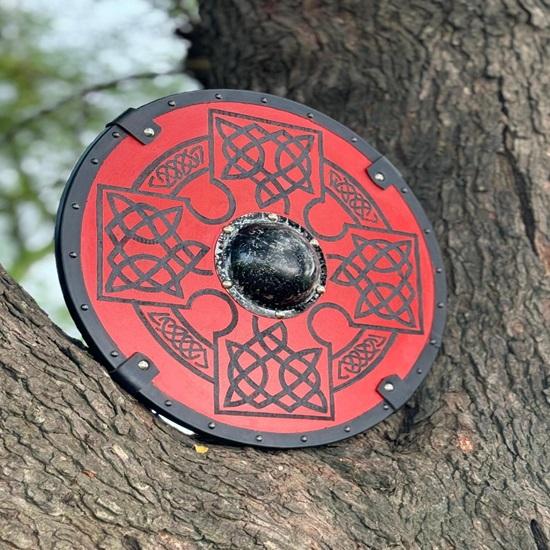 45.72 Cm Wooden Viking Shield, Norse Viking Warrior Shield, Valhalla Round Viking Shield, Ideal for LARP, Battle Cosplay Home Decor