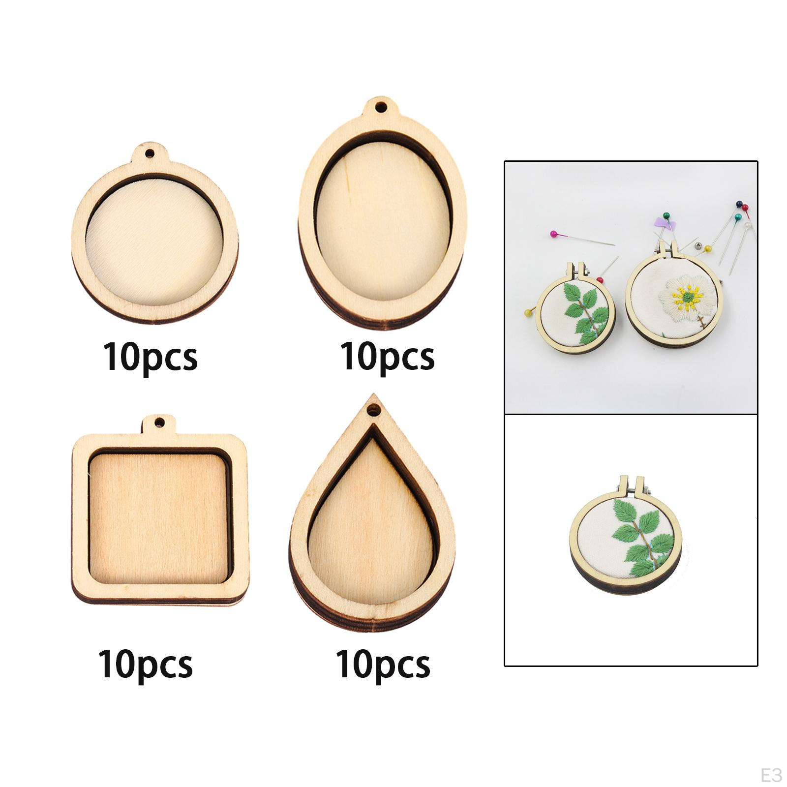 10 шт. Мини-пяльцы для вышивания Рамки Деревянный дисплей для подвесок-шармов Round — фото 2