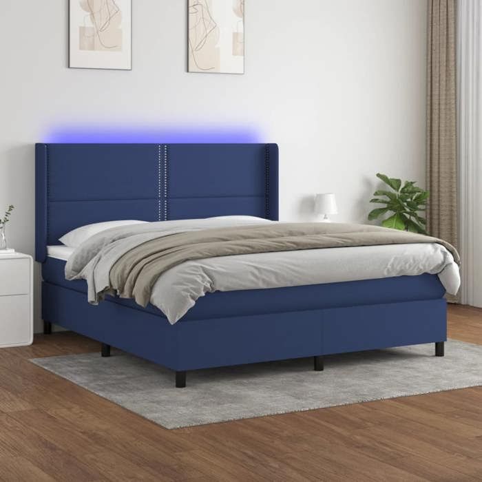 VidaXL Slatted Bed Base with LED Mattress, Upholstered Bed, Double Bed, Adult Bedroom Interior Bed, 3138259