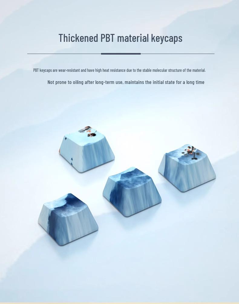 Whale Dream Mountain Light Mechanische Tastatur-Tastenkappen - 10 PBT-Farbsublimations-Tastenkappen, rutschfest und verschleißfest