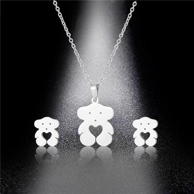 New In Ins Fashion Hip Hop Trend Simple Love Bear Pendant Niche Design Necklace for Women Stainless Steel Jewelry for Women