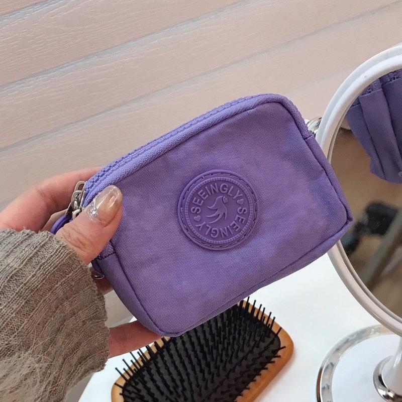 Miniplånbok för mynt i nylon för kvinnor: Bärbar Liten Plånbok, Korthållare, ID-Ficka, Förvaringshandväska