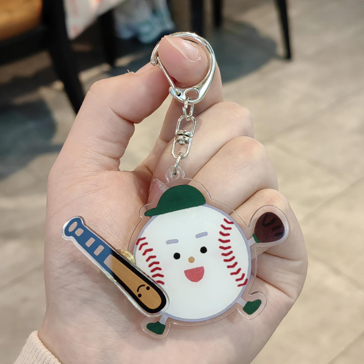 Creative Cartoon Baseball Keychain: Cute Student Backpack Pendant & Small Gift