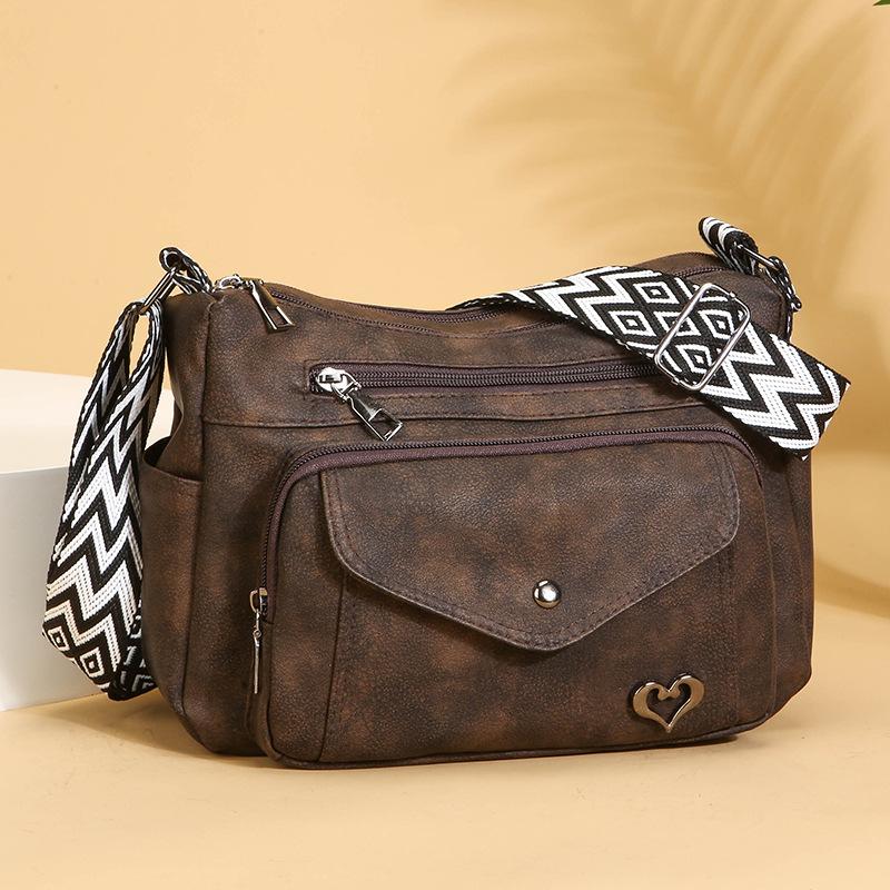 Vintage PU Soft Leather Crossbody Bag with Multiple Compartments