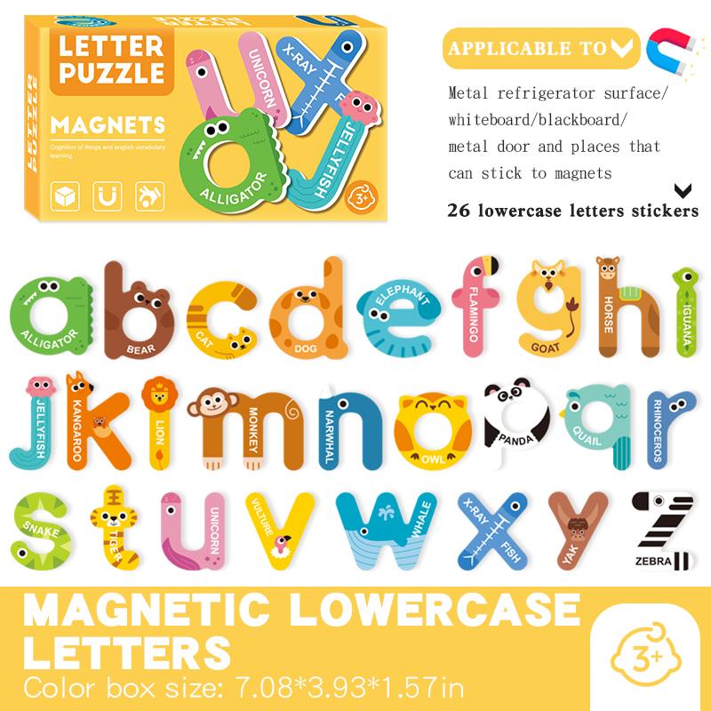 

Kids Letters Numbers Animal Vehicle Refrigerator Sticker Magnetic Cognitive Matching Puzzle Educational Toys For Children
