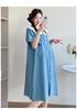 Summer Denim Maternity Dress with Doll Collar - Lightweight, Breastfeeding-Friendly Long Skirt