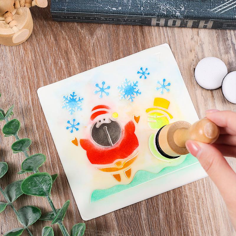 Wooden Handle Coloring Sponge Stamp for DIY Journal Ink Pad Blending