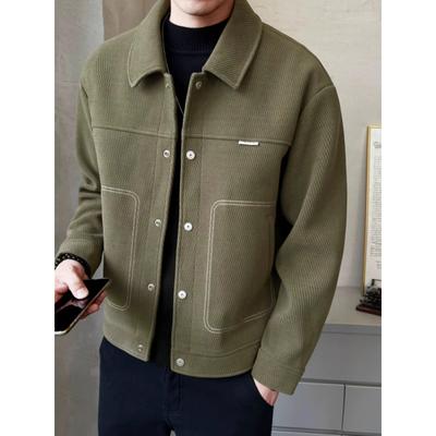 Neue Frühlings- und Herbsttrendmarke Senior Handsome Lapel Casual Herren Herbst- und Winterjacke