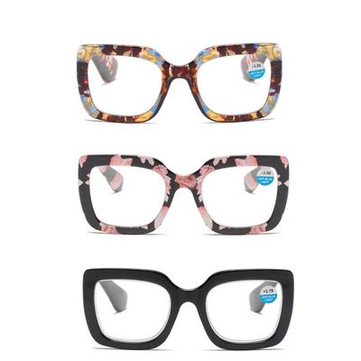 Hochauflösende quadratische Lesebrille Luxus Mode Ultraleicht Presbyopie Brillen für Damen Herren Dioptrien 0 bis +4.0