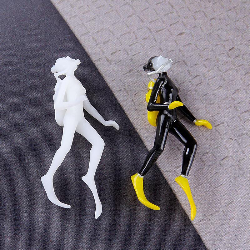 Unpainted Mini Ocean Diver Figurine - Underwater Decoration for Fish Tanks/Models
