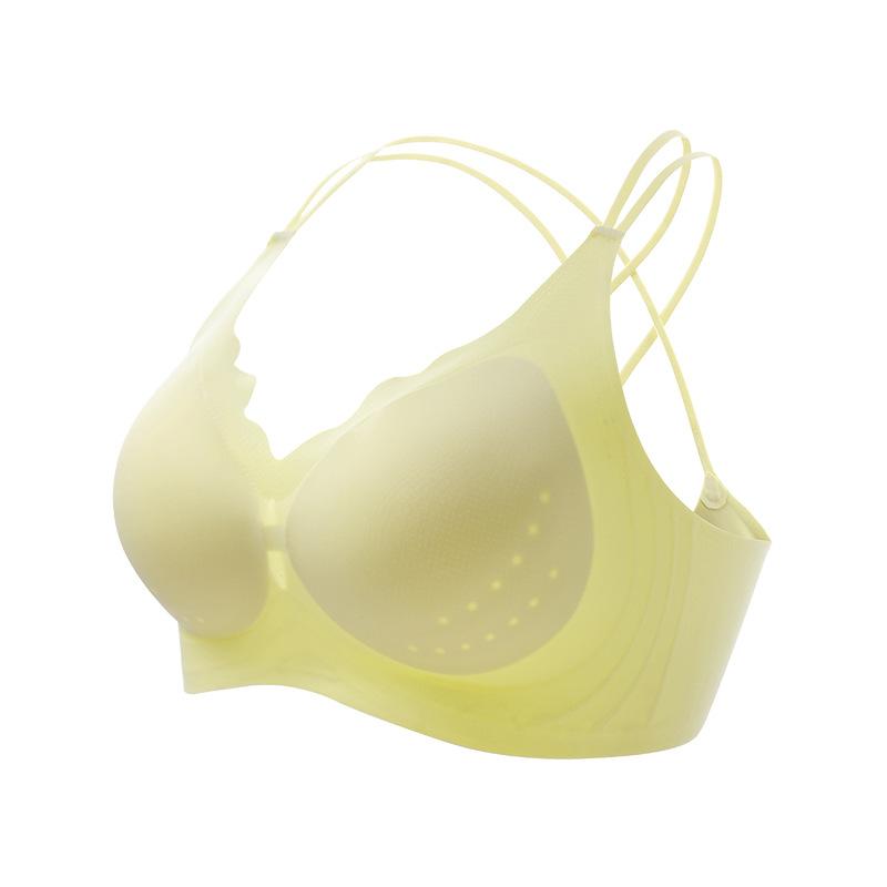 Cross beauty back thin shoulder strap summer ice silk no steel ring breathable shaowen bra
