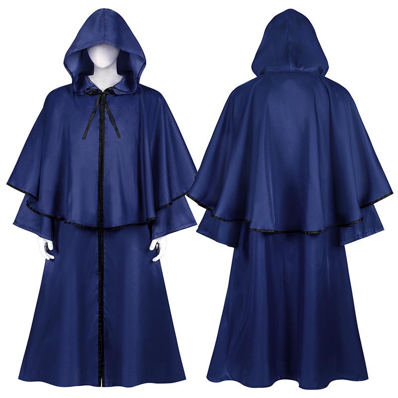Halloween Cape Medieval Robe Cape Wizard Guide Grim Reaper Long Sleeve Coat