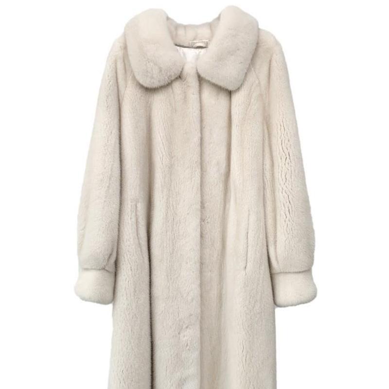 Damski jesienny i zimowy płaszcz ze sztucznego futra Długi płaszcz do kolan Jednolity kolor Top