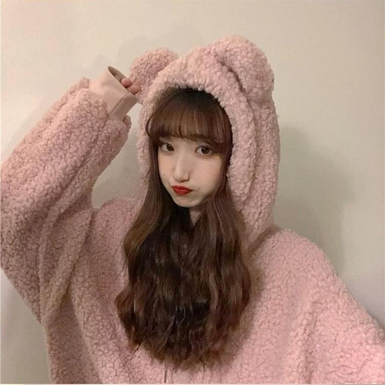 Winter Lamb Plush Coat Women's Teddy Bear Hoodie Women's Loose Jacket Women's College Style with Thickened Fleece