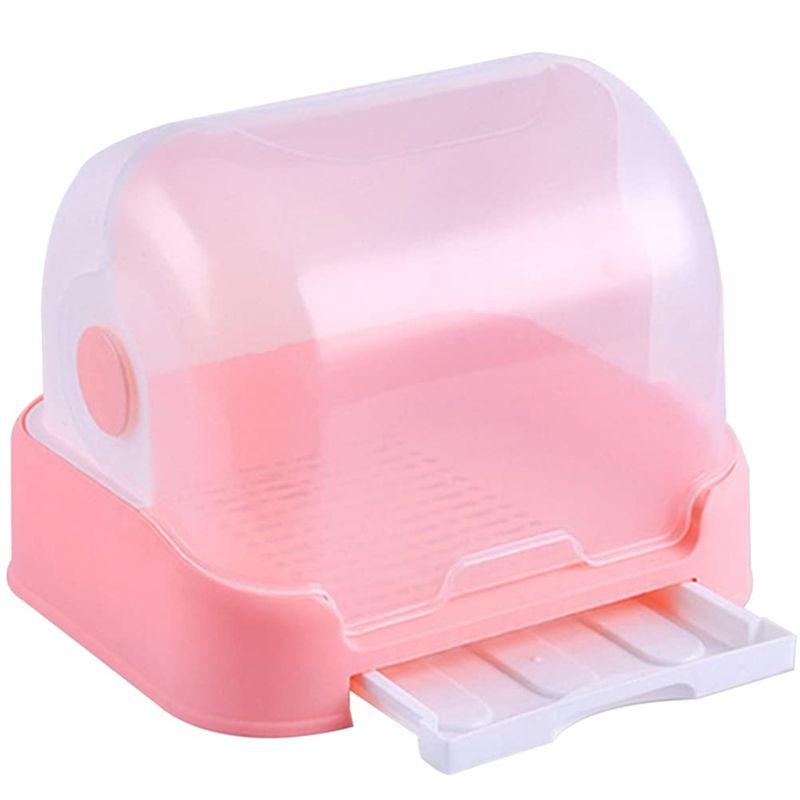 T02C!Box Dish Rack With Cover Dish Dryer Containers With Lids Cutlery Dish Utensil Drying Rack Bottle Drying Rack розовый