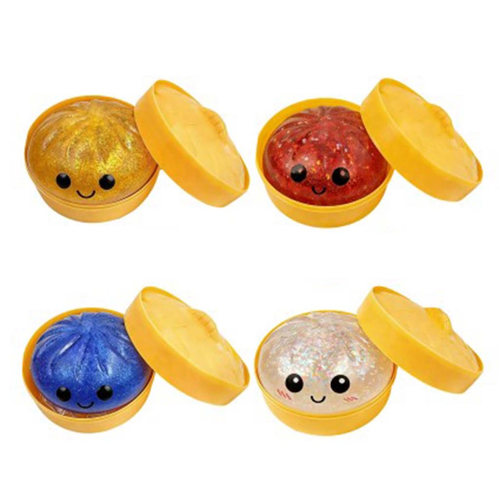 Knödel Stressbälle Spielzeug mit Dampfgarer Simulation Essen Squishies Brötchen Fidget Sensorisches Spielzeug für Zuhause Schreibtischdekoration Partygeschenke