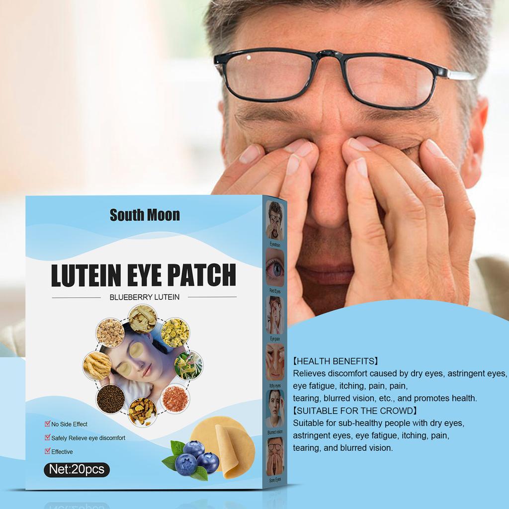 South Moon 20Pcs Blueberry Lutein Eye Patches Relieves Discomfort Dry Eyes Astringent Eye Eye