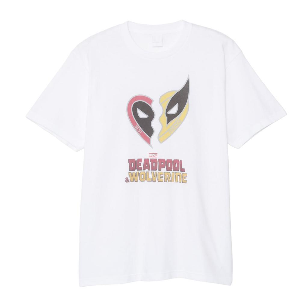 Small Planet Marvel Deadpool & Wolverine T-Shirt, White Heart, Size M