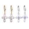 Women's Luxury Cubic Zirconia Dangle Drop Cross Hoop Earrings Banquet Jewelry