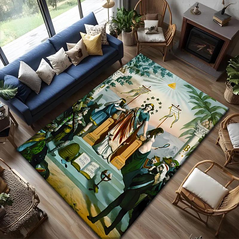 2026 New Style Modern Freemasonry Carpet Rug for Living Room Bedroom Home Sofa Decoration,Kids Play Non-slip Floor Mat