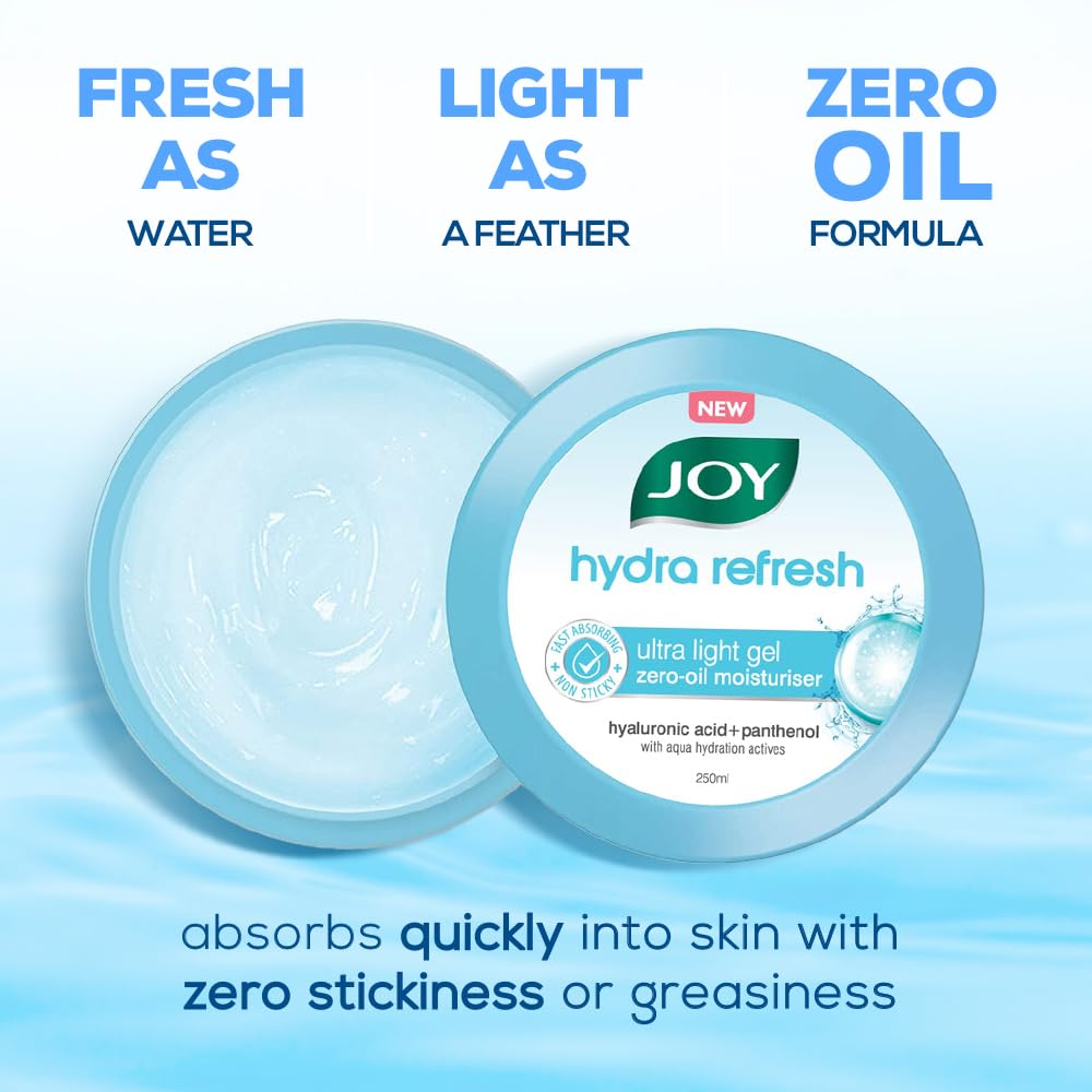 Joy Hydra Refresh Ultra Light Gel 150ml Oil-Free Moisturizer for Oily Skin 48hr Hydration Non-Sticky Face Cream