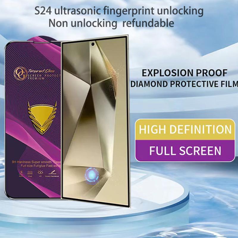 2Pc 3D Golden Armor Tempered Glass for Samsung Galaxy S24 Ultra Screen Protector for Samsung S24 S23 S22 S21 Plus Glass Film