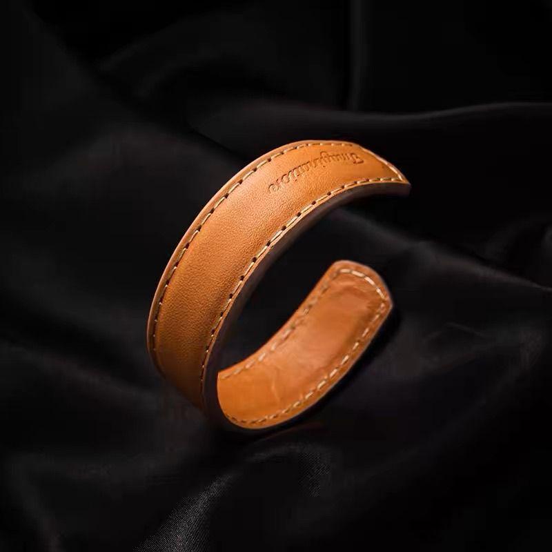 Leather Tooling Retro Vegetable Tanned Bracelet Leather Bracelet Open Half Bracelet Jewelry