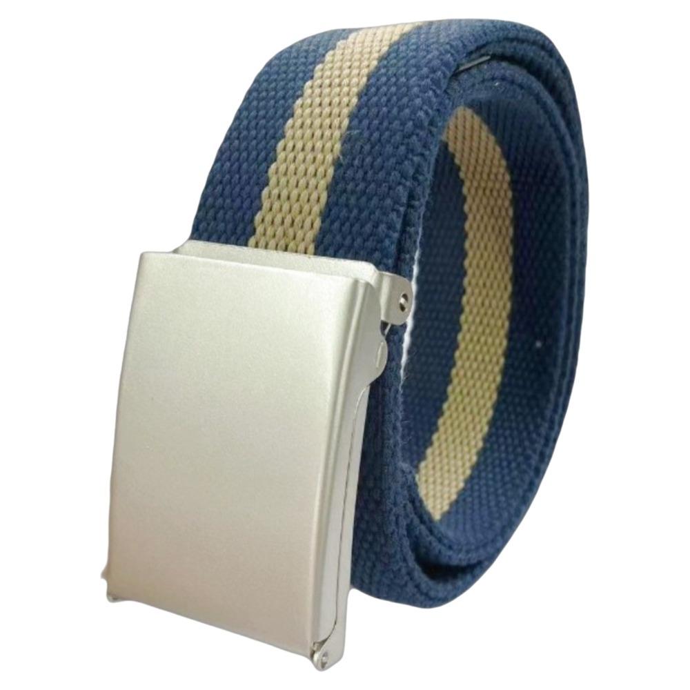 Stripe Canvas Waist Belt Metal Buckle Nylon Belt Fashion Men's Business Belt  Male