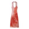 Kaslead New Women Clothes Western Style Fashion Slimming Sling Scarf Decoration Tie-dye Print Dress