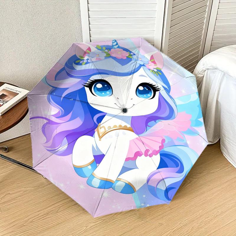 1pc Unicorn Fantasy Pattern Umbrella Design Automatic Opening and Closing Umbrella, High-quality Travel Umbrella, C1128168