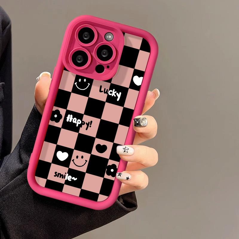 Love Smiley Face Is Suitable for Iphone17promax Mobile Phone Case 14Pro Anti-drop 13/12 Fine Hole Matte 15 Soft Case