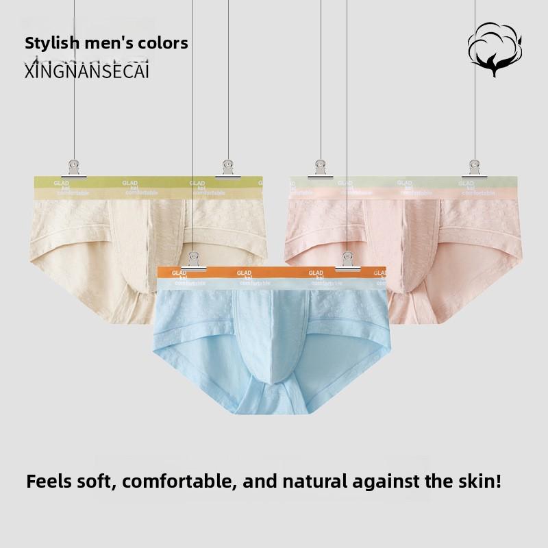 Men's Spring and Summer Sexy Baby Cotton High Elastic Skin Friendly Breathable Briefs