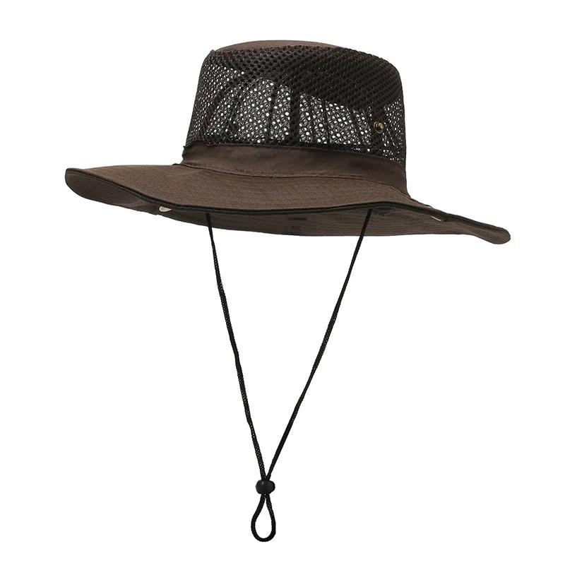 Casquette d'été large pour hommes et femmes, protection solaire UV pour la plage, pliable, à bords retroussés, style pêcheur, maille respirante, chapeau de soleil pour sport de plein air, pêche A5
