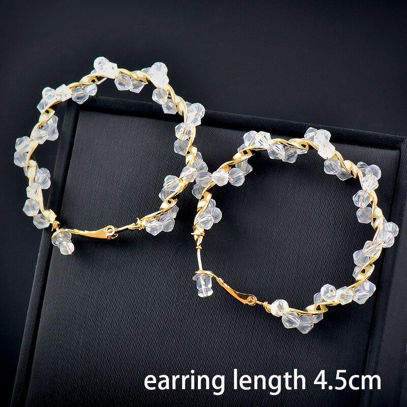 Leeker Korean Style Purple White Pink Beads Hoop Earrings For Women Sweet Romantic Beach Jewelry Boho Earrings Trend 372 Lk6