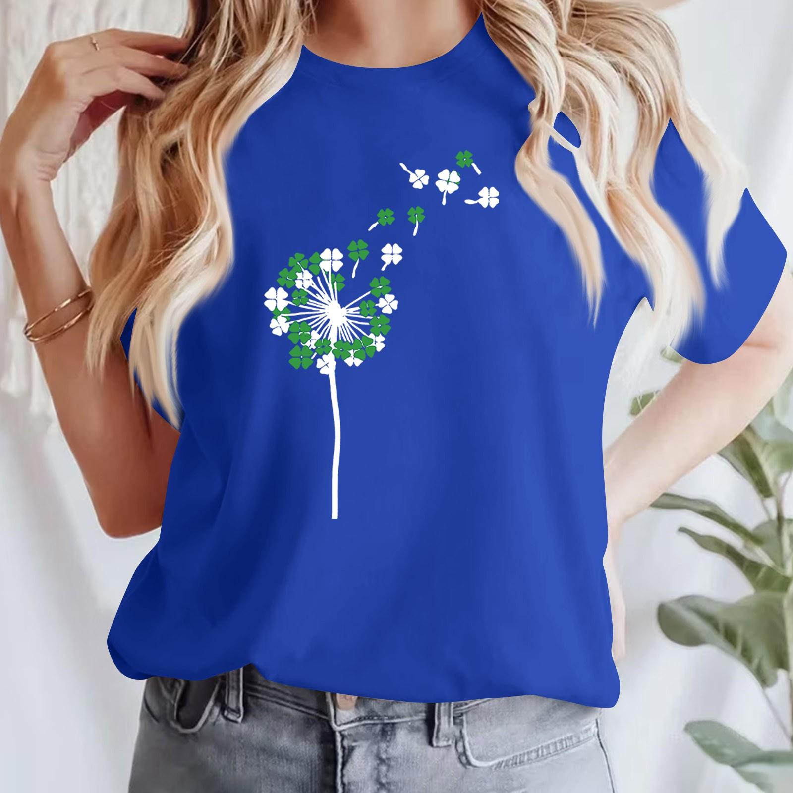 

Жіноча повсякденна футболка з принтом і круглим вирізом, пуловер з короткими рукавами S