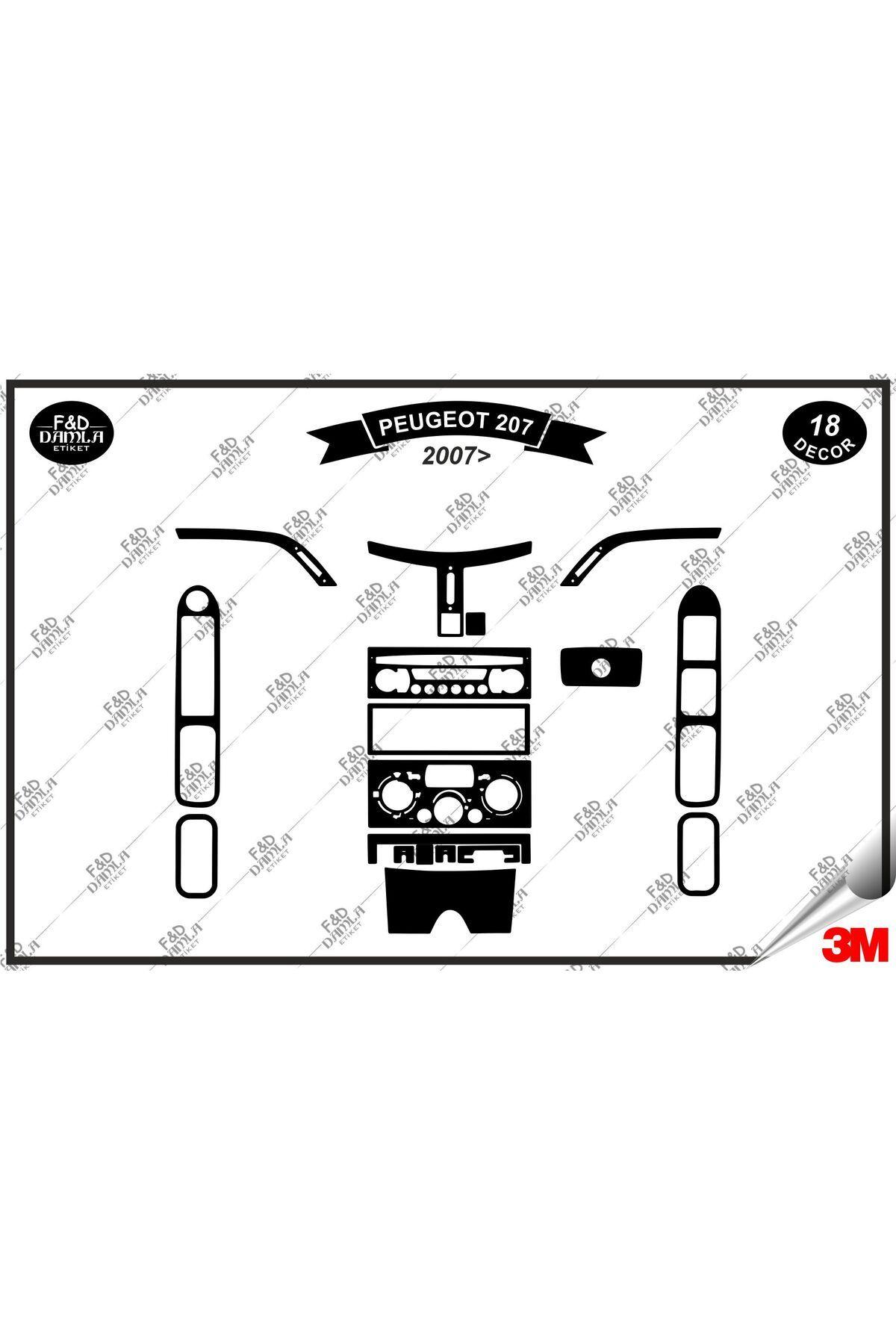 

Peugeot 207 (2007) Torpido Konsol Trim Göğüs Maun Kaplama Set 18 Parça Siyah