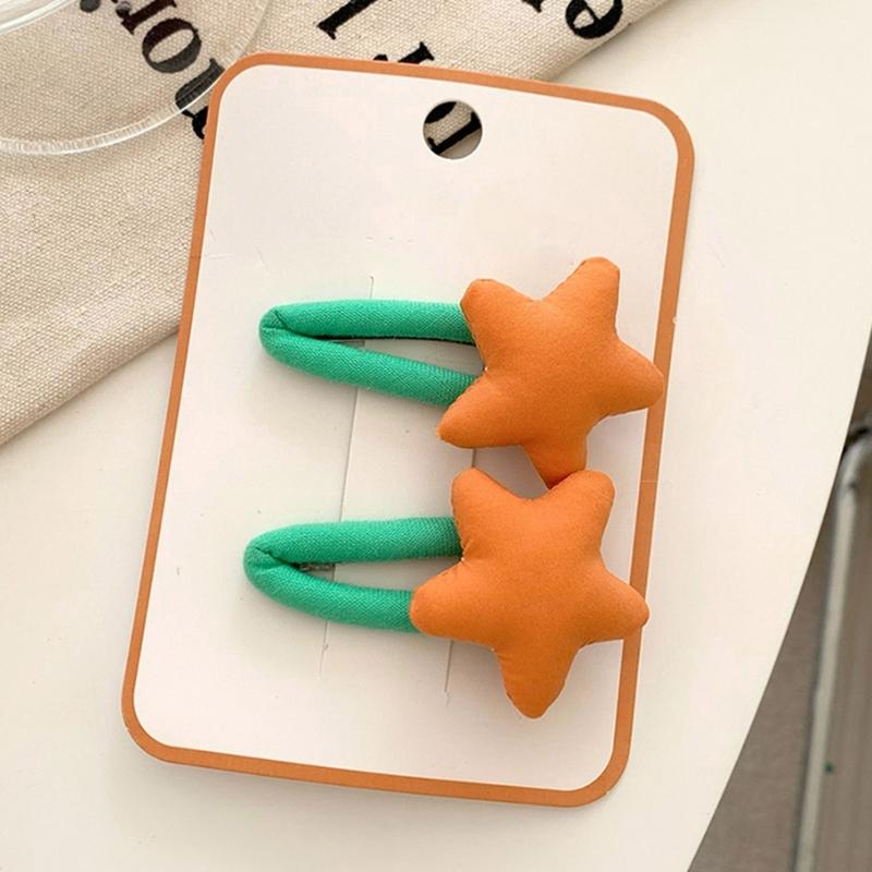 Star Snap Hair Clip Y2K Non-slip Colorful Hair Barrettes Metal Sponge Star Shaped Hairpins Cute Hair Clip for Teen