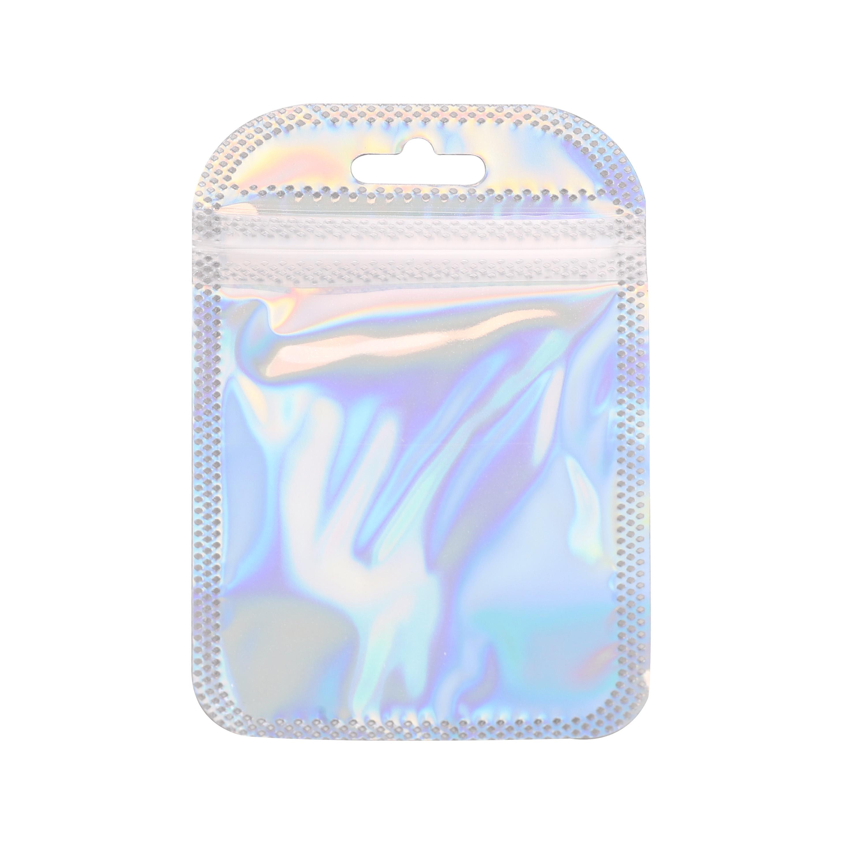 

10 шт. Пластиковый пакет для упаковки ювелирных изделий лазерной расцветки, пакет для бусин ручной работы 7x11cm 10pcs серебряный