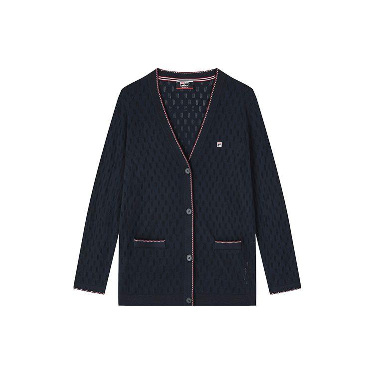 

FILA Темный узор Повседневный трикотажный свитер с V-образным вырезом Женский свитер Легендарный-синий F11W321401F-NV M