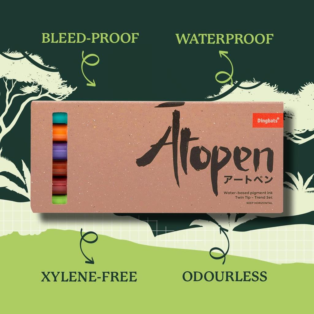 Dingbats Dual Tip Color Pens Drawing Marker Pen Set with Fineliner and Brush Pens Calligraphy - Ātopen - Water-Based - Smudge-Proof - Journaling,
