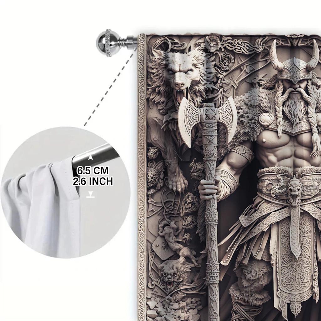 Panels Horde Warrior Relief Pattern Window Curtains Distinctive Printed Suitable Gifting Family Friends Made Of Polyester