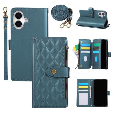 Crossbody Zipper Cards Solt Magnetic Wallet Leather Case For iPhone 17 Pro Max 16 Plus 15 14 13 Long Lanyard Bag Kickstand Cover