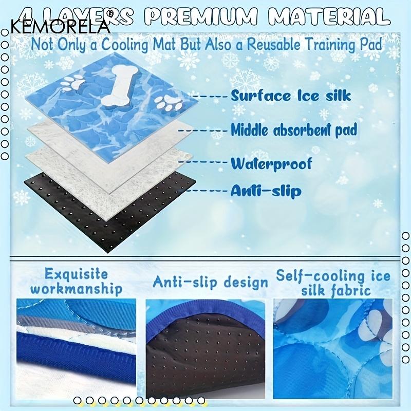 KEMORELA Large Dog Cooling Pad Self-Cooling Ice Silk Pad Washable Pet Dog Cooling Mat for Summer Comfortable Dogs And Cats