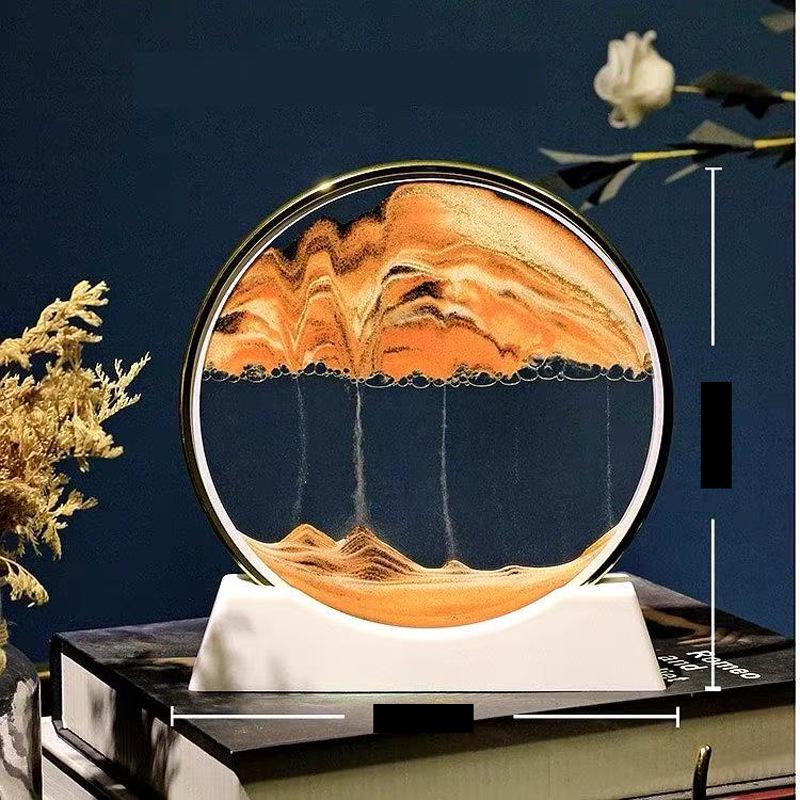 Luxurious Flowing Sand Painting - Ultra-Thin Golden Bezel Hourglass Home Decor Gift