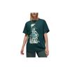 Sport Graphic Print Quick-Dry Loose Short Sleeve T-Shirt Women Tops Deep-Forest-Green FB4613-336