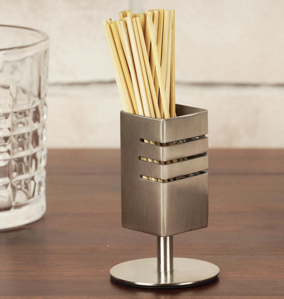 Trifri Toothpick Dispenser Compact Stainless Steel Cocktail Picks Holder For Patio Stool & Dinner Table one rectangular Shaped Box with stand Holder